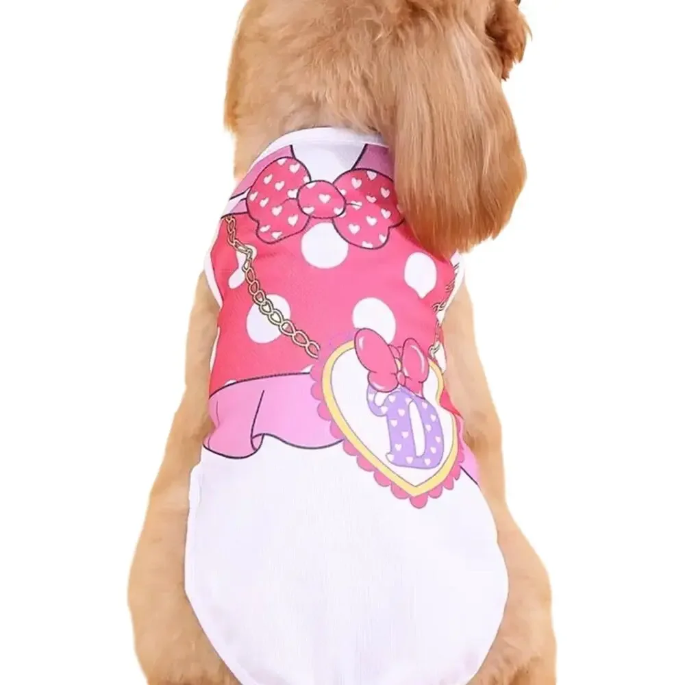 Summer Dog Clothing Fashion in White/Pink, Size S